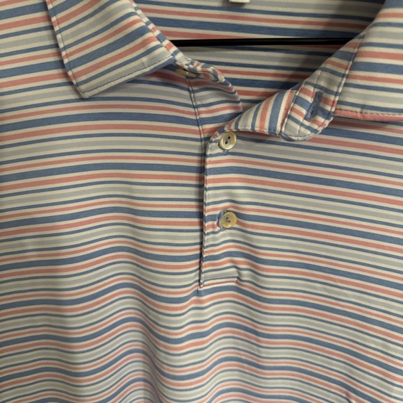 Peter Millar Men’s Blue Pink Gray Short Sleeve Southern Comfort Golf Polo Sz XL - Picture 4 of 6